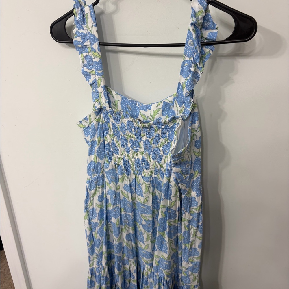 Haute Hippie Blue and White Floral Tiered Maxi Dress - Picture 3 of 4